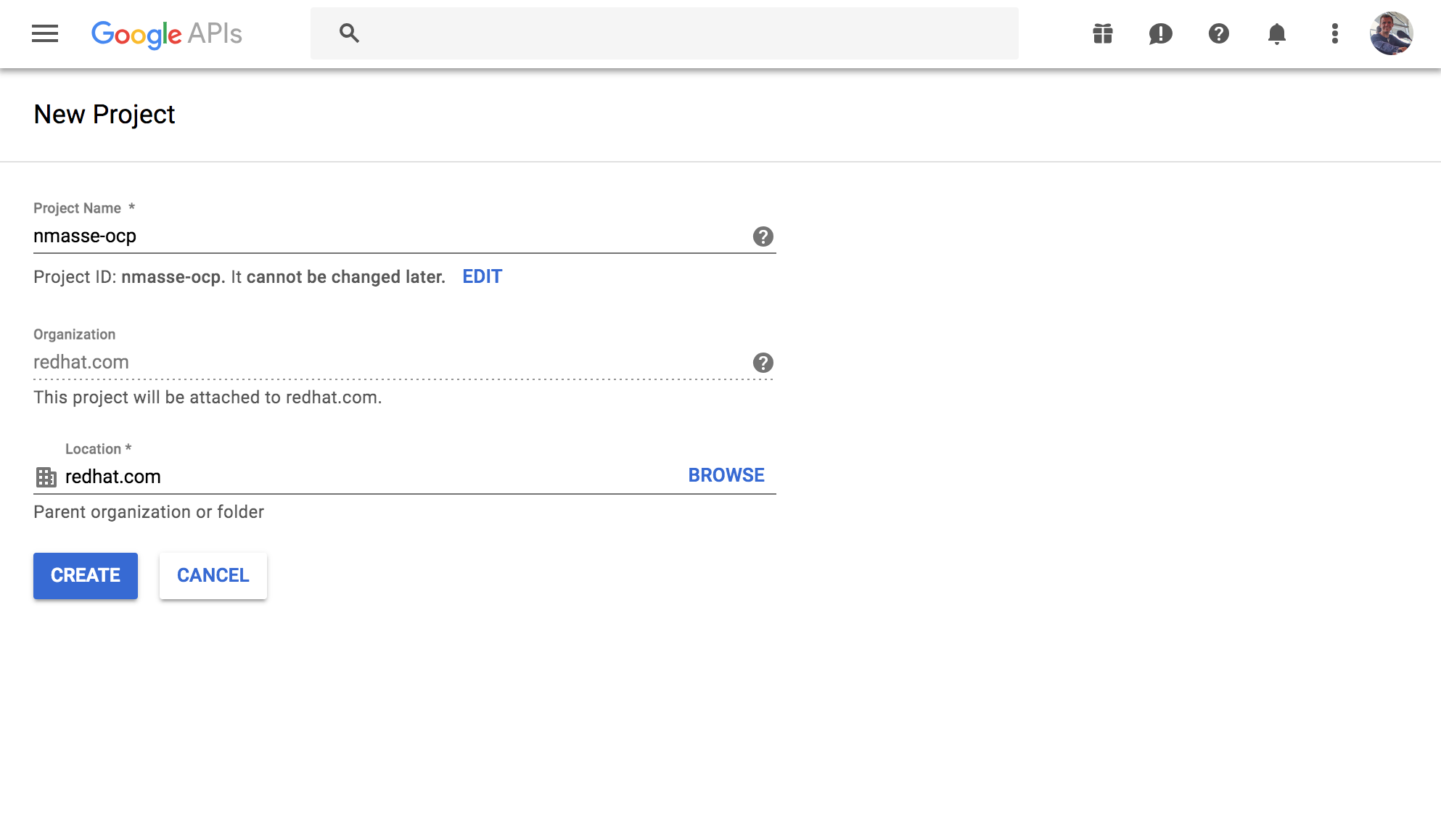 Choose a unique project name