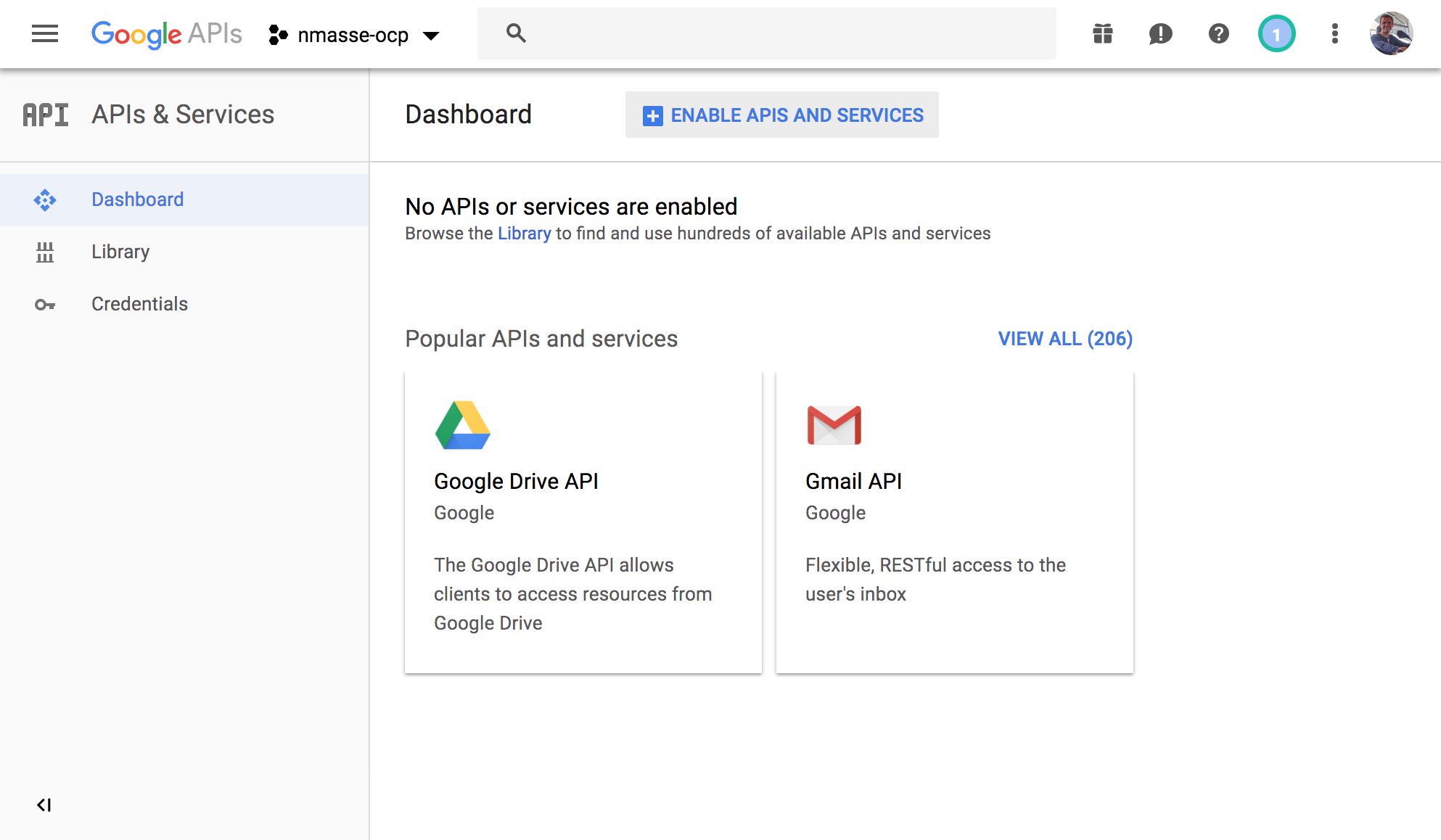 Click on credentials