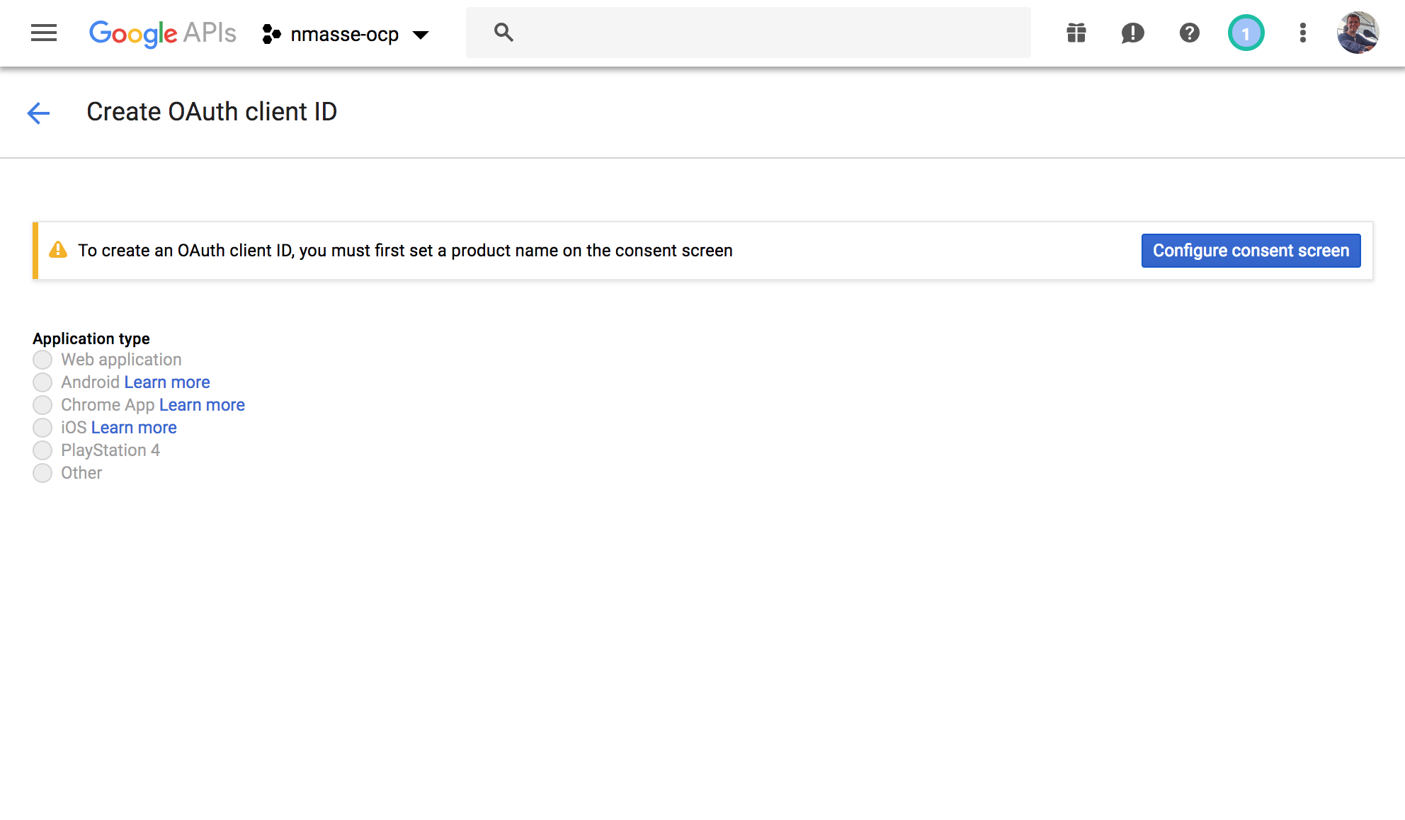 Click Configure Consent Screen